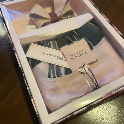 BCBGeneration printed scarf and bag charm set new in box