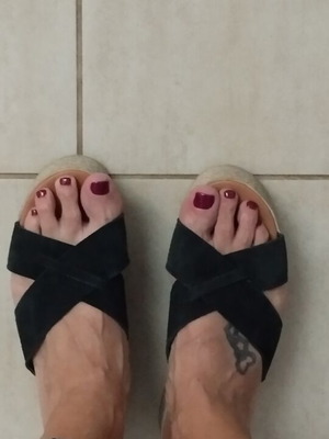 Platform sandals black size 38 used, 5 cm heel height