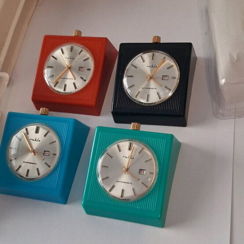 Ruhla table clocks wind-up like new, 4 colors with boxes