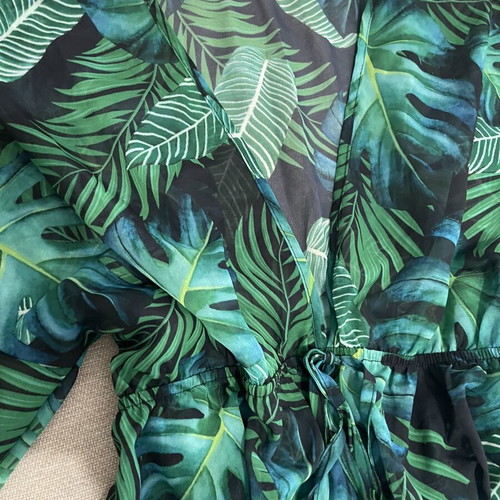 Swim Lushoire tropical print dress with waist tie, Shein