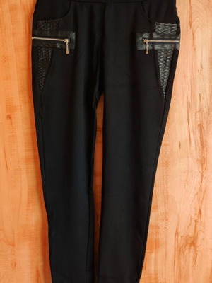 Black leggings medium with silver zippers and faux leather details like new