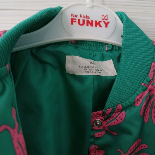 H&M Fall Jacket like new, pink and green, 2 to 4 years