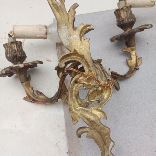 Brass wall light used, very old heavy, set of 2 pieces
