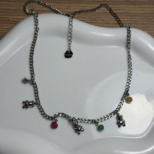 Stainless steel necklace like new, multicolor and silver