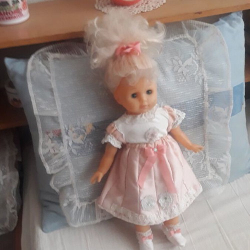 Vintage doll with handmade clothes like new