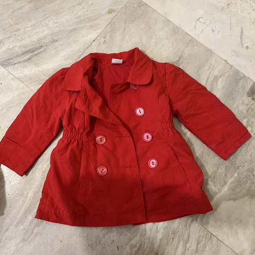 Mauli red toddler trench coat like new, size 98 cm, 2 years