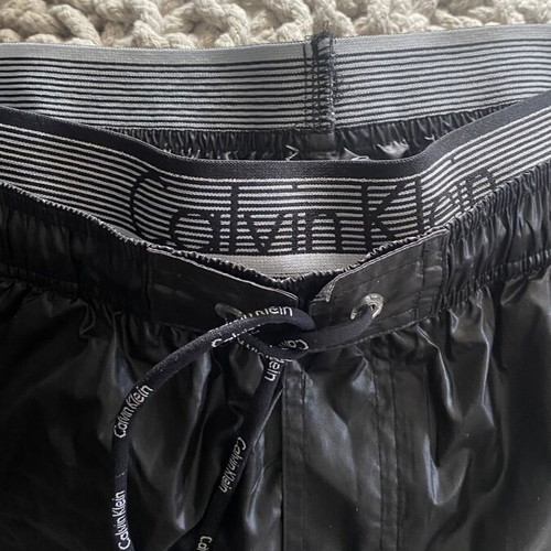 Calvin Klein Small men's swim shorts black with silver and double waistband new
