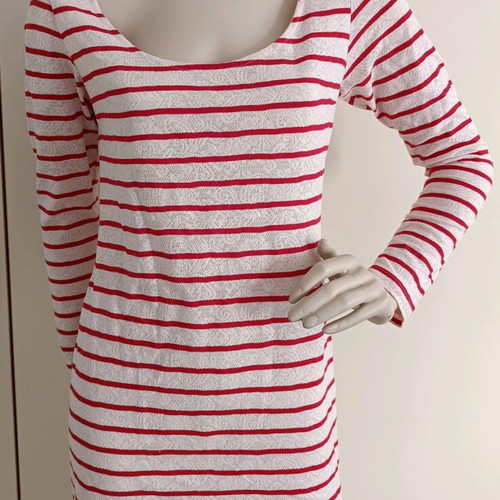 Stradivarius Spring Mini Dress With Long Sleeves In White And Red Like New