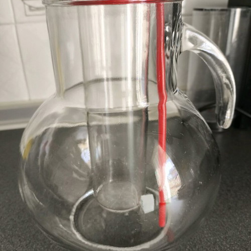 Glass pitcher Made in Italy like new with ice container and stirrer