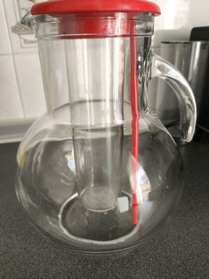 Glass pitcher Made in Italy like new with ice container and stirrer