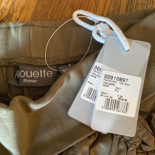 Alouette pants olive new, sizes 12 and 16, cotton