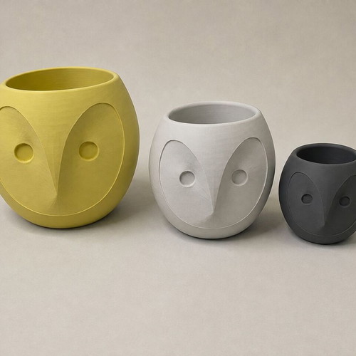 Owl decorative planters set 3D printed, small medium large, made to order