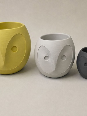 Owl decorative planters set 3D printed, small medium large, made to order