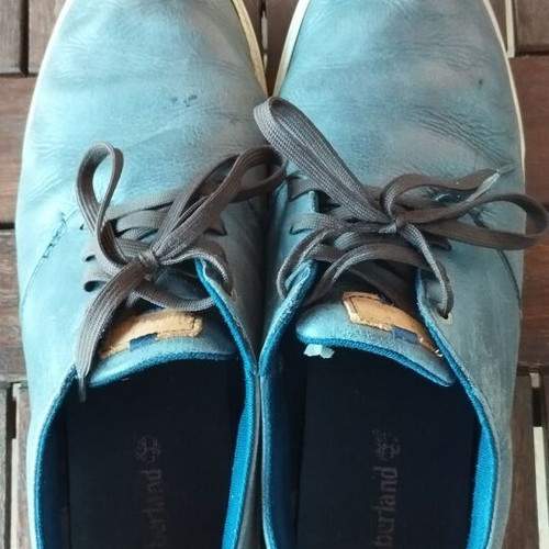 Timberland men's leather casual shoes navy used, size EU 45-46