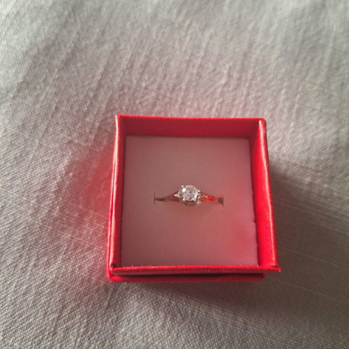 Silver 950 ring with zirconia, handmade solitaire