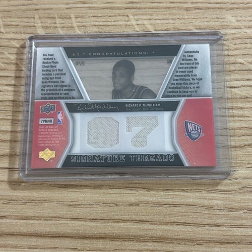 Sean Williams New Jersey Nets NBA Upper Deck numbered autograph card like new