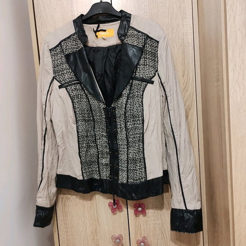 Biba blazer like new with eco leather and biker style, size L
