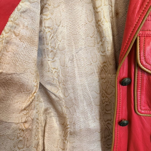 Just Cavalli women's leather jacket coral color like new size 40 IT (S)