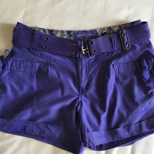 Pepe Jeans women's purple shorts like new with belt, soft fabric