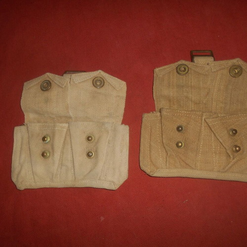 English Canvas Pouches for Lee-Enfield Cartridges used, 1943 WWII, set of 2