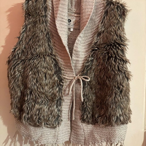 Fur jacket like new, vintage, size XL, beige and brown