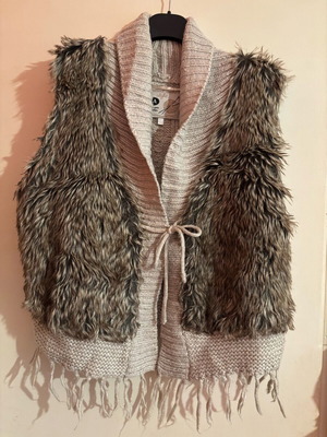 Fur jacket like new, vintage, size XL, beige and brown