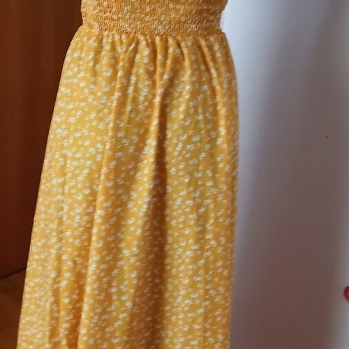 Summer dress yellow with white flowers