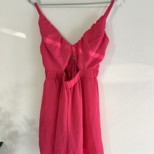 Marmalady summer playsuit with cut-out, small, fuchsia coral
