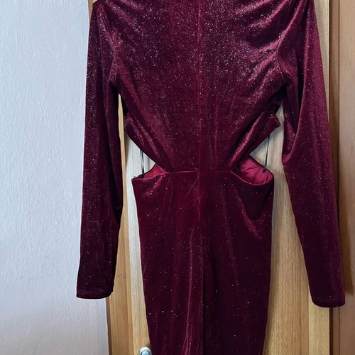 Mini velvet dress with bordó rhinestones new Pink Woman size M