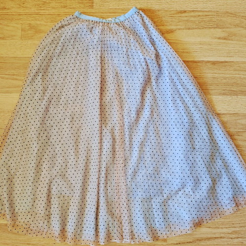 Reserved long light blue pleated tulle skirt with dots like new, size S