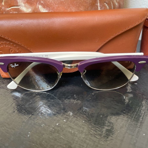 Ray Ban Clubmaster sunglasses with white arm and purple detail like new