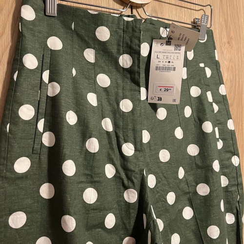 Linen pants Zara new, khaki women's