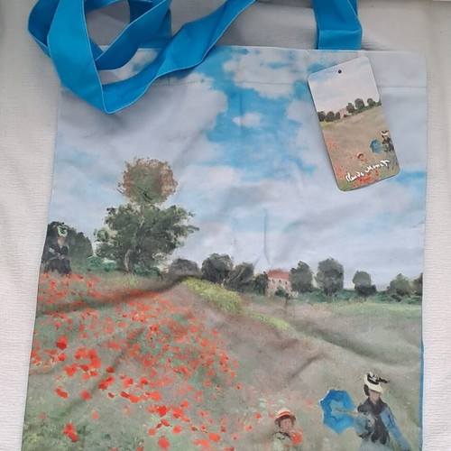 Lanzfeld Editions Claude Monet Poppies Canvas Tote Bag new, shoulder, red and green