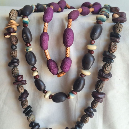 Ethnic Necklaces Bundle used, 3 handmade from Mexico with natural materials