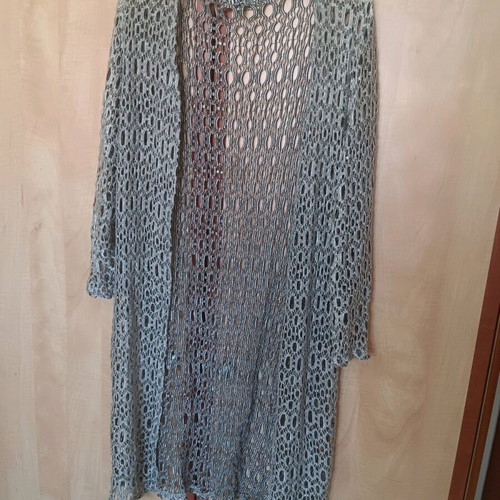 Mesh cardigan like new, gray and silver, 3/4 sleeve, size M
