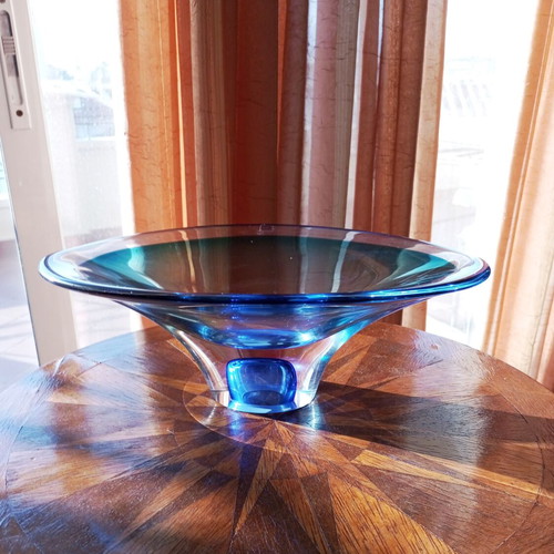 Kosta Boda Vision crystal bowl blue, design Göran Wärff