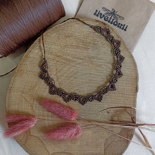 Macrame brown necklace new, handmade