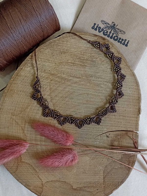 Macrame brown necklace new, handmade