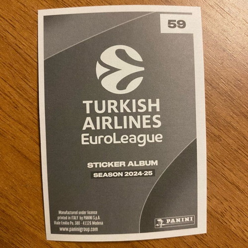 Mathias Lessort Euroleague 2024-25 Panini sticker like new