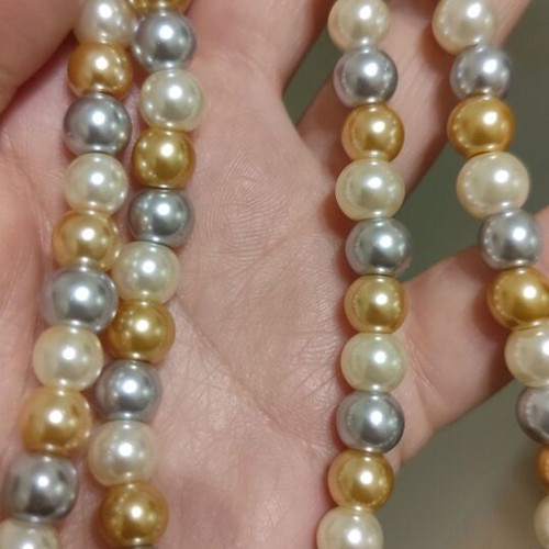 Necklaces with multicolored pearls new, set of two strands