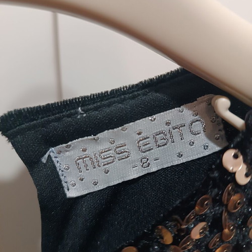 Evita dress with gold sequins for 8-year-old girl new, black and gold