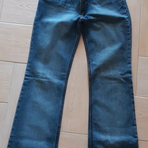 Versace pants with small flare, authentic, like new, blue, size M