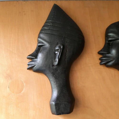 African wooden couple figures used, ebony