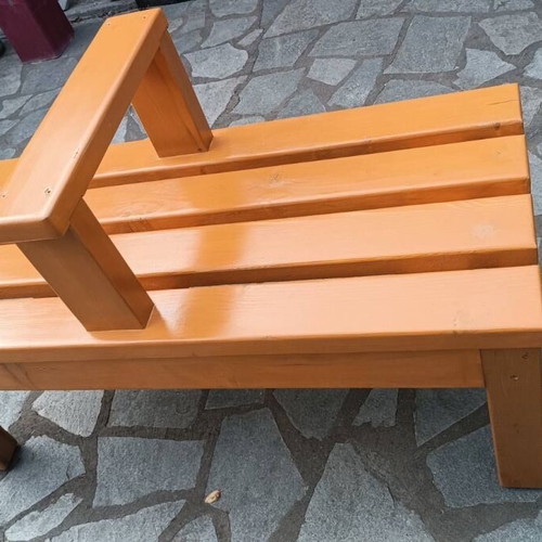 Wooden bench with center slat, new, 140x60cm