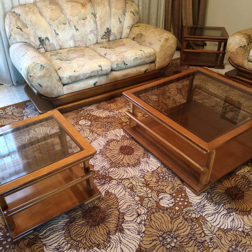 Living room furniture set used with two-seater sofa, armchair and table