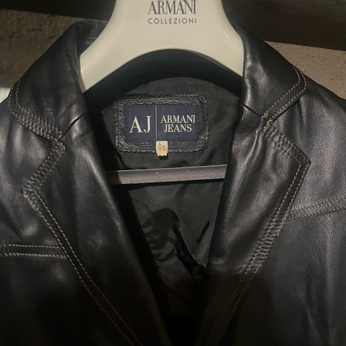 Armani Jeans leather jacket women's size S used, black
