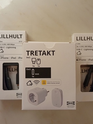Έξυπνη πρίζα με control και 2x καλώδια LILLHULT USB-C σε Lightning σφραγισμένα