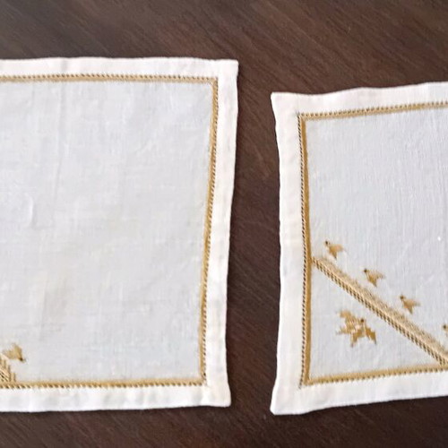 Package of four small handmade Karsanika embroideries like new