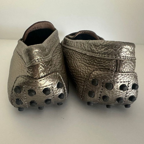 Tod's silver leather loafers Gommino, size 38