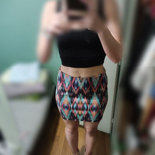 Stradivarius summer skirt used with ethnic multicolor pattern, size S